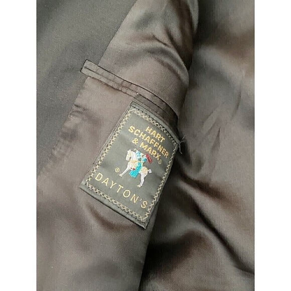 Hart Schaffner & Marx Mens Black Wool Blazer 44 L LONG Sport Coat Metal Button - Picture 6 of 8